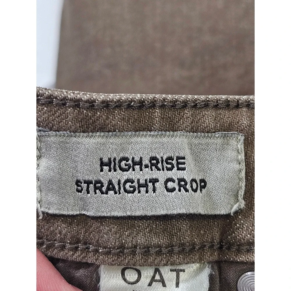 OAT Straight Crop Pants Womens 28 Brown Solid High Rise Cotton Blend‎ 1049-GD